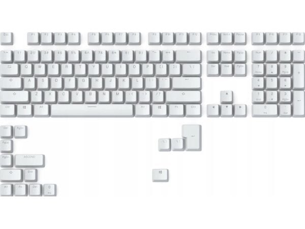 Glorious PC Gaming Race Doubleshot Keycaps V2, Keyboard Cap, Acrylonitril Butadiene Styrene, White