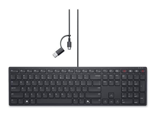 Dell Pro Silent Wired Collaboration Keyboard KB525C - Tastatur - USB, USB-C - QWERTY - US International - med 3 years NBD Advance Exchange
