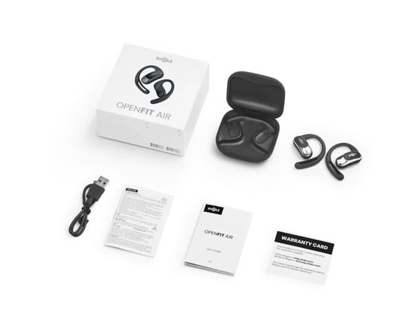Shokz OpenFit Air - True wireless-hodetelefoner med mikrofon - åpent øre - over-øret-montering - Bluetooth - svart