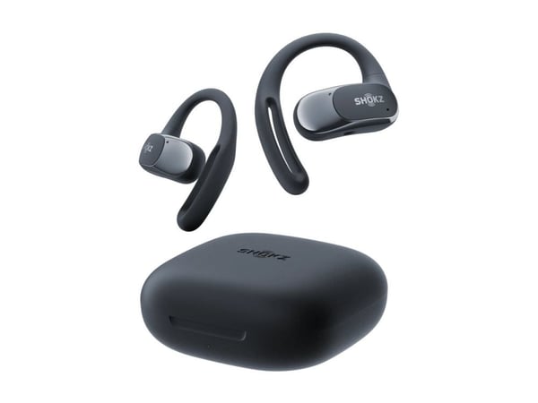Shokz OpenFit Air - True wireless-hodetelefoner med mikrofon - åpent øre - over-øret-montering - Bluetooth - svart