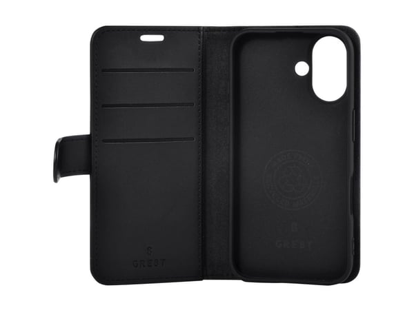 GRE8T - Lomme lommebok for mobiltelefon - GRS - polylaktid (PLA) - svart - for Apple iPhone 16 Plus