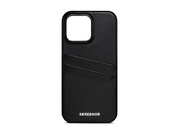 Screenor Lumo - bakdeksel til mobiltelefon - ekte skinn, termoplastisk polyuretan (TPU) - svart - for Apple iPhone 16 Pro Max