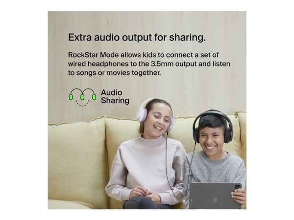 Belkin SoundForm Inspire - Kids Edition - hodesett - full størrelse - Bluetooth - trådløs, kablet - 3,5 mm jakk - svart