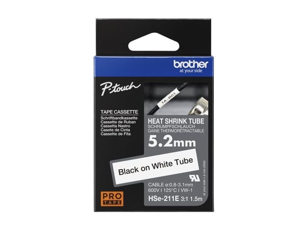 Brother HSE211E, Musta, Valkoinen, Brother, 5,2 mm, 1,5 m, 1 kpl