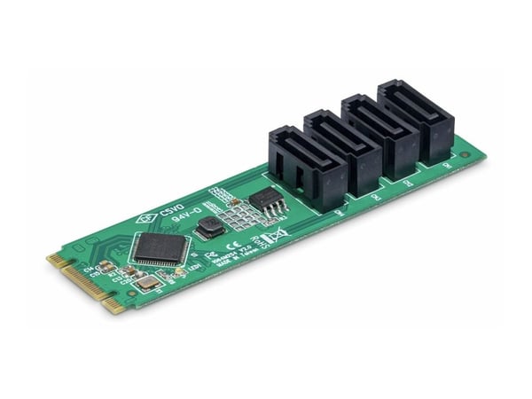 StarTech.com 4-Port M.2 to SATA Adapter Card, M.2 PCIe 3.0 to SATA HDD/SSD Expansion Card, ASM1064 Chipset, M.2 NVMe to 4x HDD/SSD for Windows/macO...