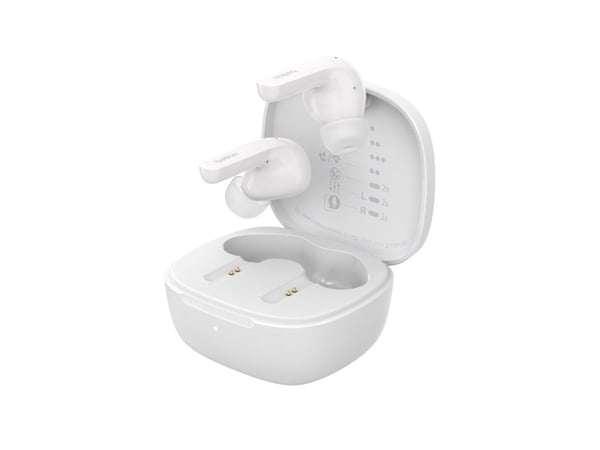 Belkin SoundForm Motion - True wireless-hodetelefoner med mikrofon - i øret - Bluetooth - aktiv støydemping - lydisolerende - hvit