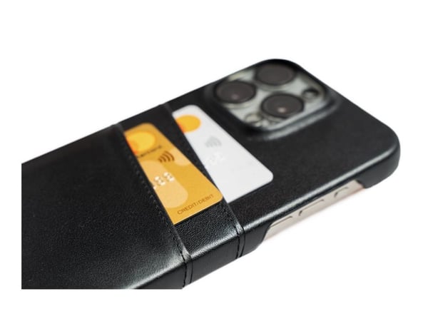 Screenor Lumo - bakdeksel til mobiltelefon - ekte skinn, termoplastisk polyuretan (TPU) - svart - for Apple iPhone 16 Pro