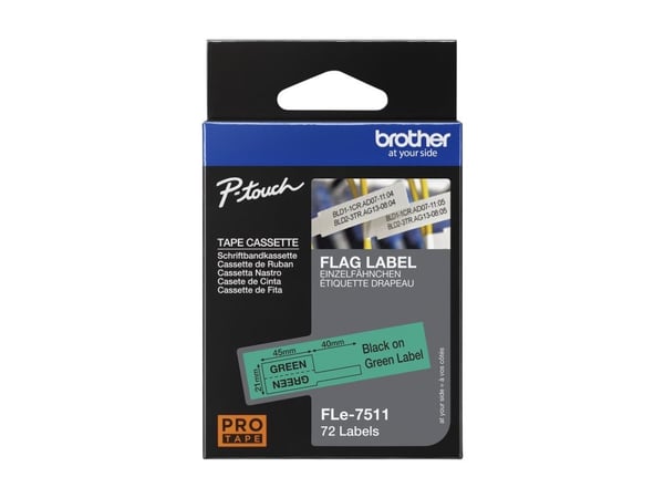 Brother - Polyester - sort på grønt - 21 x 45 mm 72 etikett(er) (1 rull(er) x 72 stanseskårne etiketter - for P-Touch PT-D800W