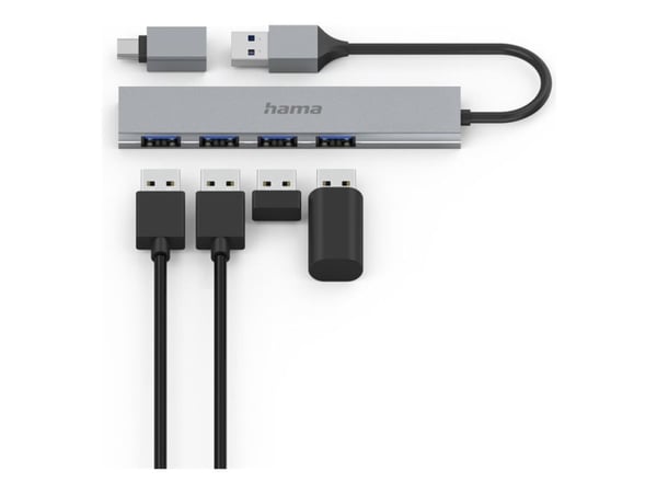 Hama Prime Line - Hub - ultra slim - stasjonær - med USB-C adapter