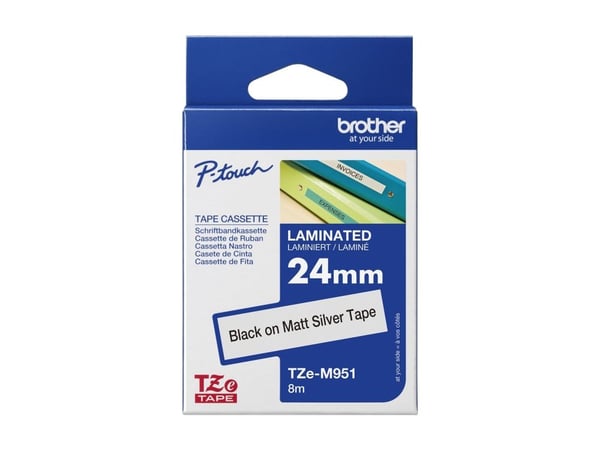 Brother TZe-M951 - Sort på mat søkv - Rulla (2,4 cm x 8 m) 1 kassette(r) lamineret bånd - for Brother PT-D600; P-Touch PT-D800, P900, P950; P-Touch...