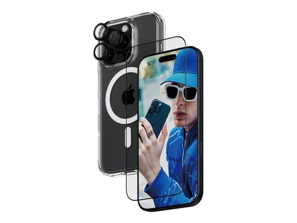 PanzerGlass - 3-i-1 beskyttelsespakke - baksidedeksel for mobiltelefon - ultrabred passform med EasyAligner - MagSafe-samsvar - resirkulert plast -...