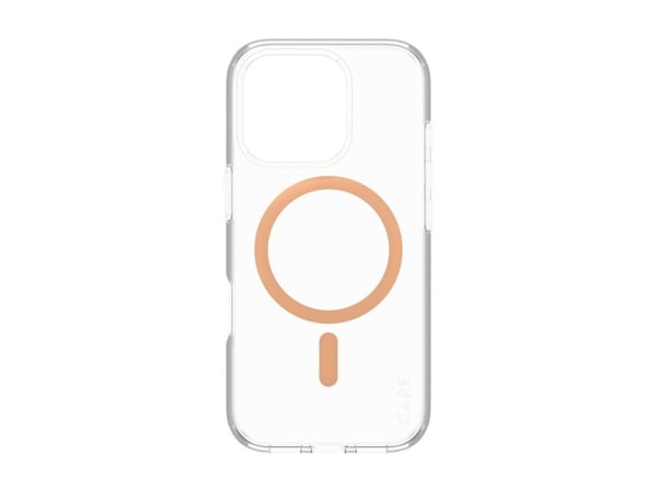 CARE by PanzerGlass - Baksidedeksel for mobiltelefon - MagSafe-samsvar - resirkulert plast - ferskenfarge, blank - for Apple iPhone 16 Pro