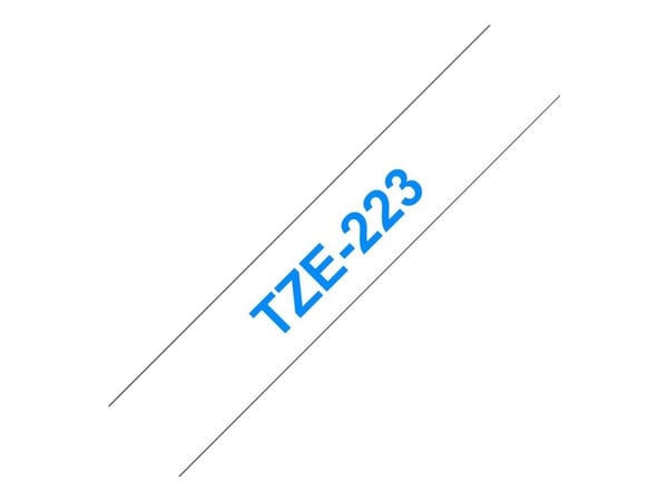 Brother TZe-223 - Blått på hvitt - Rull (0,9 cm x 8 m) 1 kassett(er) laminert teip - for Brother PT-D210, D600, H110, P750, P950; P-Touch Cube PT-P...