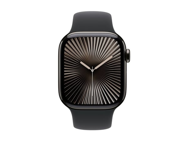 Apple Watch Series 10 (GPS + Cellular) - 42 mm - skifer titan - smartklokke med sportsbånd - fluorelastomer - svart - båndbredde: S/M - 64 GB - LTE...