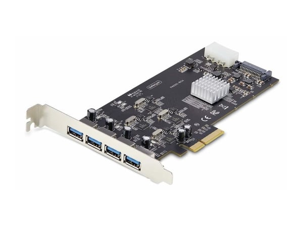 Startech 4-Port USB-A PCIe Card, USB 3.2 5Gbps, 4x USB Controllers - USB-adapter - PCIe 2.0 x4 - USB 3.2 Gen 1 x 4 - svart - for P/N: FCREADMICRO3V...