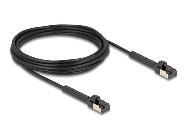 Delock - Koblingskabel - RJ-45 (hann) til RJ-45 (hann) - 5 m - 3.8 mm - U/FTP - CAT 6a - halogenfri, uten hindringer, slank, adjustable angled conn...