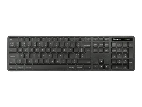 Targus EcoSmart - Tastatur - full size - bakteriedrepende middel - trådløs - Bluetooth 5.0, 2.4 GHz - QWERTY - Storbritannia - svart