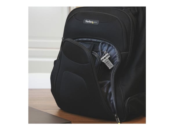 StarTech.com UNIVCS-LAPTOP-LOCK, 2 m, Kensington, Nano, Noble, Ura, Yhdistelmälukko, Hiiliteräs, Muovi, Musta, Hopea