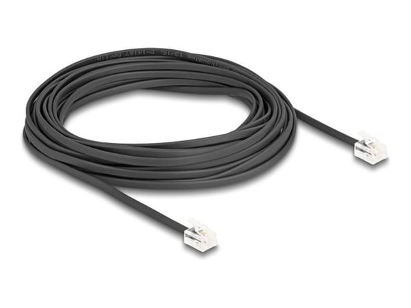 Delock - Telefonkabel - RJ-11 (hann) til RJ-11 (hann) - 5 m - flat - svart
