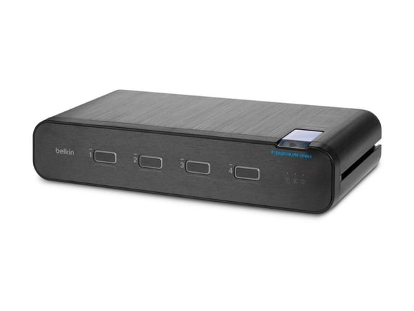 Belkin Universal Secure Dual-Head - 2. generasjon - KVM / lydsvitsj - 4 x KVM/lyd - 1 lokalbruker - stasjonær - TAA-samsvar