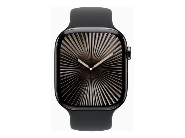 Apple Watch Series 10 (GPS + Cellular) - 46 mm - skifer titan - smartklokke med sportsbånd - fluorelastomer - svart - båndbredde: S/M - 64 GB - LTE...