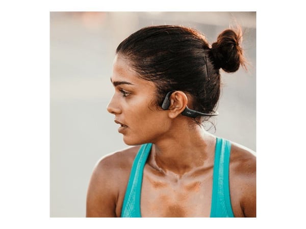 SHOKZ OpenRun - Hodetelefoner med mikrofon - åpent øre - bak-nakken-montering - Bluetooth - trådløs - svart