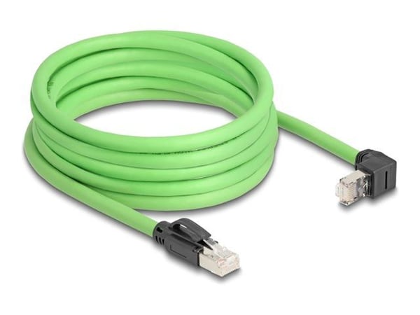 Delock - Koblingskabel - RJ-45 (hann) rett til RJ-45 (hann) oppvinklet - 5 m - 6.8 mm - SF/UTP - CAT 6a - uten hindringer - grønn
