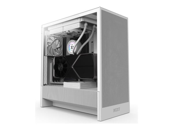 NZXT H series H5 Flow - Mid tower - utvidet ATX (E-ATX) - sidepanel med vindu (herdet glass) - ingen strømforsyning - hvit - USB/lyd