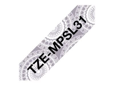 Brother TZe-MPSL31 - Svart på sølvknipling - Rull (1,2 cm x 4 m) 1 kassett(er) laminert teip - for Brother PT-H110; P-Touch Cube PT-P300; P-Touch C...