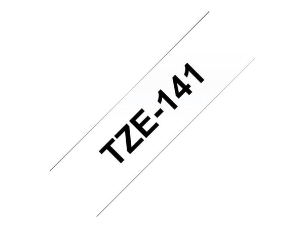 Brother TZe-141 - Standardklebemiddel - svart på blank - Rull (1,8 cm x 8 m) 1 kassett(er) laminert teip - for Brother PT-D600; P-Touch PT-18, 3600...