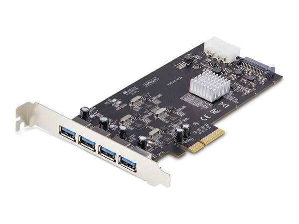 StarTech.com P5Q4A-USB-CARD, PCIe, USB 3.2 Gen 1 (3.1 Gen 1), Full Height/Low Profile, PCI 2.0, SATA 15 liitin, musta