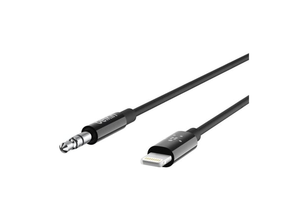 Belkin - Lightning til hovedtelefon-jackstikkabel - Lightning han til mini-phone stereo 3.5 mm han - 1.83 m - sort - for Apple iPhone (Lightning)