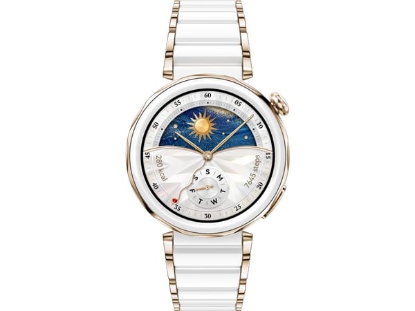 Huawei Watch GT 5 Pro - 42 mm - vit keramik - smart klocka med rem - handledsstorlek: 130-190 mm - display 1.32" - NFC, Bluetooth - 83 g  - vit