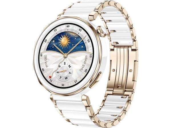 Huawei Watch GT 5 Pro - 42 mm - vit keramik - smart klocka med rem - handledsstorlek: 130-190 mm - display 1.32" - NFC, Bluetooth - 83 g  - vit
