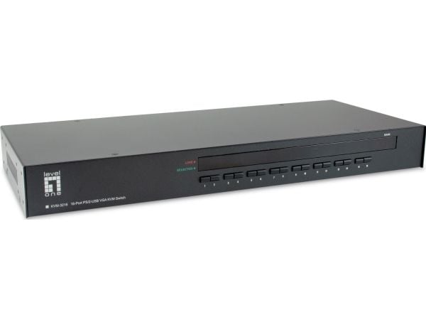 LevelOne KVM-3216, 2048 x 1536 pikseliä, Telineasennus, 1U, Musta