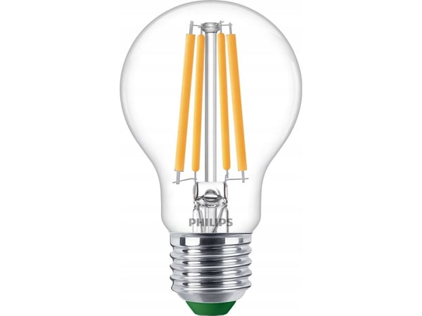 Philips - LED-glödlampa med filament - form: A60 - klar finish - E27 - 4 W (motsvarande 60 W) - klass A - varmt vitt ljus - 2700 K - transparent
