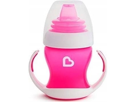 MUNCHKIN pedagogisk drinker med håndtak og myk tut, Gentle Transition, rosa, 4 måneder+, 118 ml, 05178602www MUNCHKIN pedagogisk drinker med håndtak og myk tut, Gentle Transition, rosa, 4 måneder+, 118 ml, 05178602www