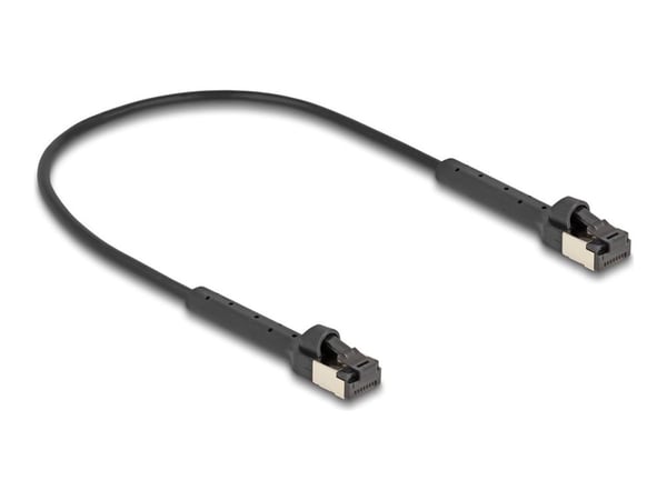 Delock - Koblingskabel - RJ-45 (hann) til RJ-45 (hann) - 25 cm - 3.8 mm - U/FTP - CAT 6a - halogenfri, slank, adjustable angled connectors on each ...