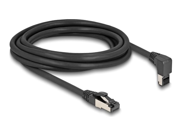 Delock - Koblingskabel - RJ-45 (hann) oppvinklet til RJ-45 (hann) rett - 3 m - 6.2 mm - S/FTP - CAT 8.1 - halogenfri, uten hindringer - svart