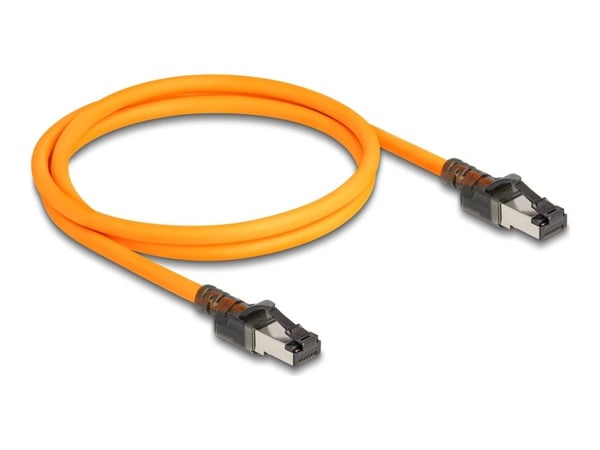 Delock - Nettverkskabel - RJ-45 (hann) til RJ-45 (hann) - 1 m - 6.2 mm - S/FTP - CAT 6a - halogenfri, port finder function (USB-C powered) - oransje