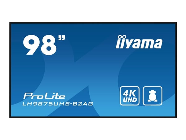 iiyama ProLite LH9875UHS-B2AG - 98" Diagonalklasse (97.5" synlig) LED-bakgrunnsbelyst LCD-skjerm - intelligent skilting - med innebygd mediespiller...
