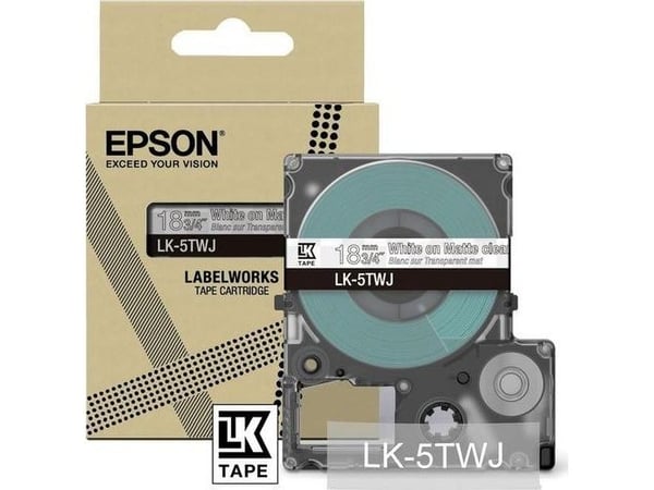 Epson LabelWorks LK-5TWJ - Hvitt på matt klart - Rull (1,8 cm x 8 m) 1 kassett(er) hengeboks - tapepatron