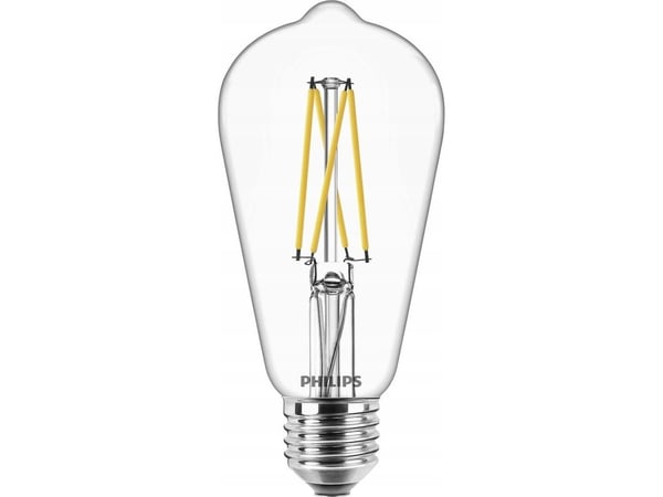 Philips - LED-filamentlyspære - form: ST64 - klar finish - E27 - 5.9 W (ekvivalent 60 W) - klasse D - varmt hvitt lys - 2200-2700 K