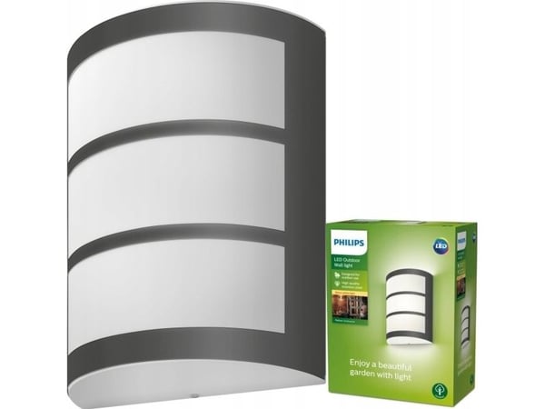 Philips Python-vegglampe, 6 W, Vegglys, Antrasitt, Metall, IP44, Terrasse, Hage, II