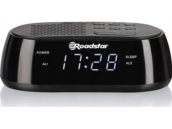 Roadstar CLR2477, Klokke, Digitalt, FM, PLL, LCD, 1,52 cm (0.6"), Hvit