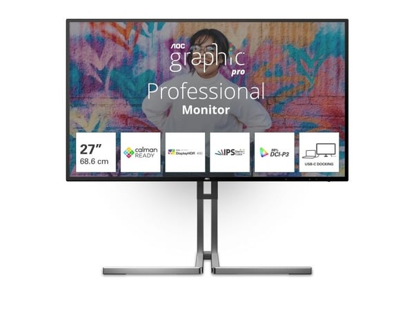AOC U27U3CV, 68,6 cm (27"), 3840 x 2160 piksler, 4K Ultra HD, LCD, 4 ms, sortering