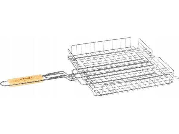 Neka Grillkurv av forkrommet stål, trehåndtak
