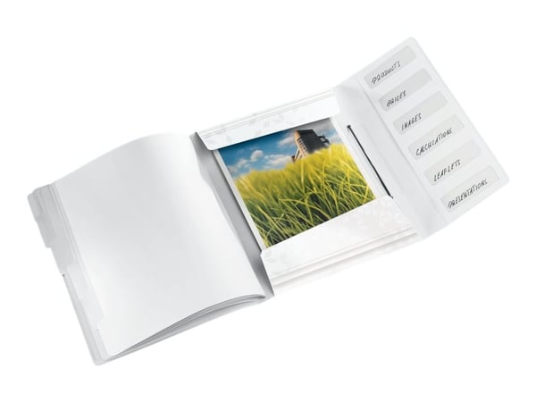 Leitz WOW, Tavanomainen paperikansio, Polypropeeni (PP), Valkoinen, A4, 80 g/m², 260 mm
