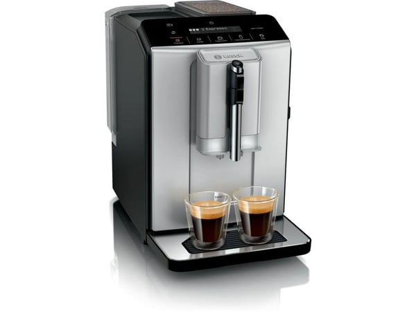 Bosch Serie 2 TIE20301, Espressokone, 1,4 L, Kahvipavut, Sisäänrakennettu jauhin, 1300 W, musta, Hopea