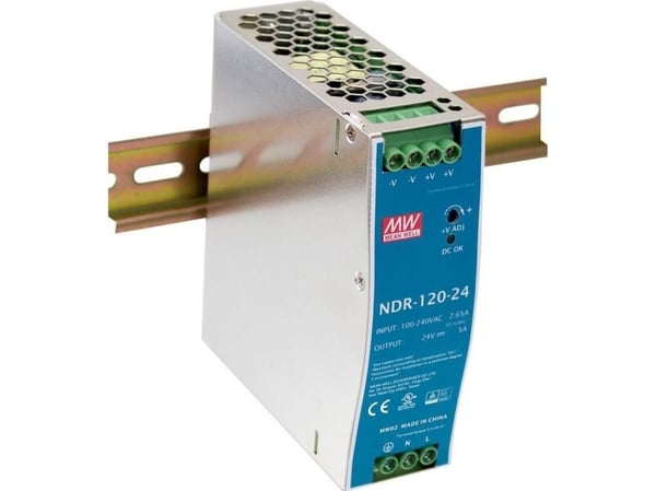MEAN WELL NDR-120-48, 120 W, 115 - 230 V, 47 - 63 hz, 1.3 A, 16 ms, 89%